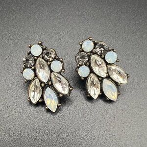 Crystal Clear and White Statement Earrings Formal